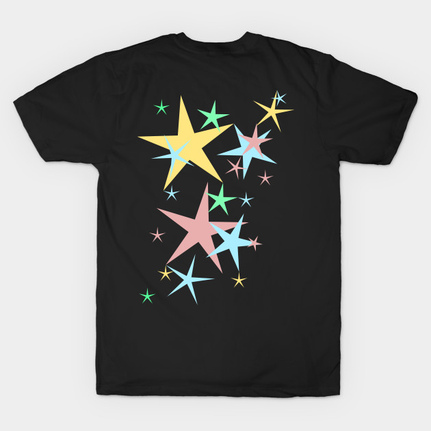 A Cluster of Colorful Stars in a black sky by Nutmegfairy